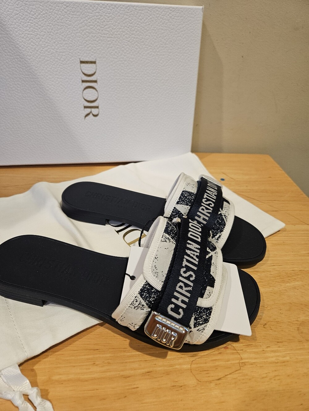 Christian Dior Dio(r)evolution Dway Blue Rubber Logo Slide Mule Flat Sandal 37 - Picture 7 of 9